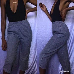 90s vintage black and white gingham check pants